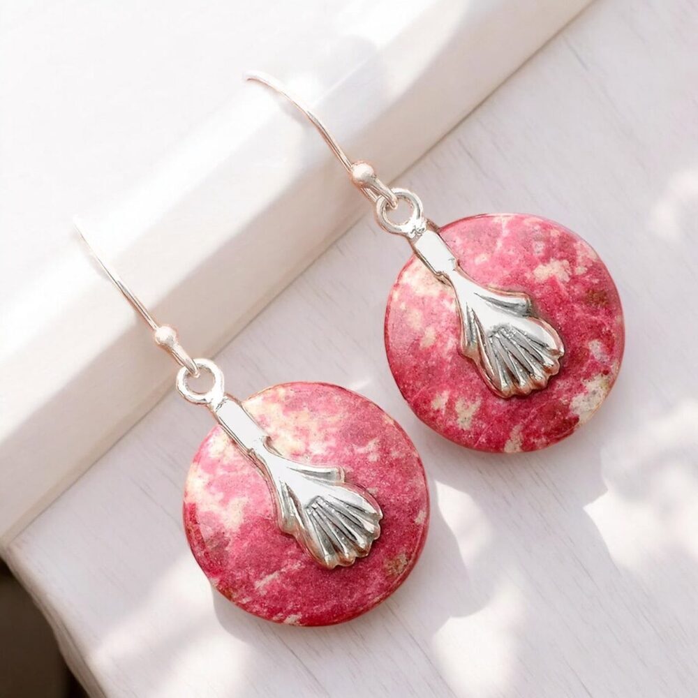 Pink Thulite Solid 925 Sterling Silver Earrings